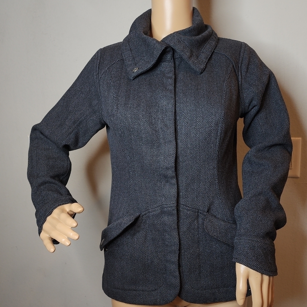 SMARTWOOL Merino Wool Campbell Creek Grey Herringbone Jacket. Size XS